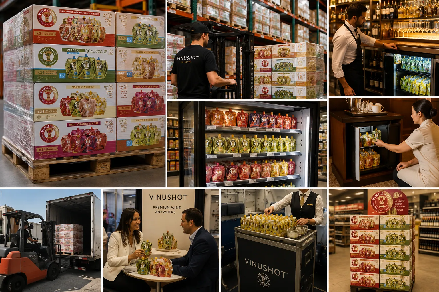 VinuShot across trade channels — warehouse, retail, hospitality and airline service