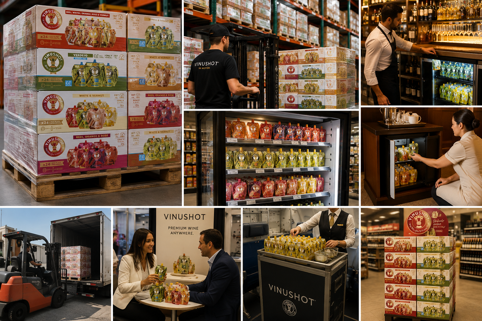 VinuShot across trade channels — warehouse, retail, hospitality and airline service